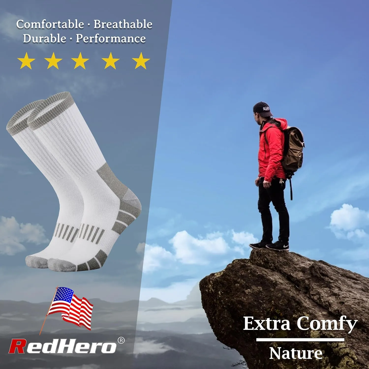 Men's Cotton Heavy Thick Full Cushion Crew Socks Moisture Wicking Control Thermal Winter Athletic Steel Toe Work Boot