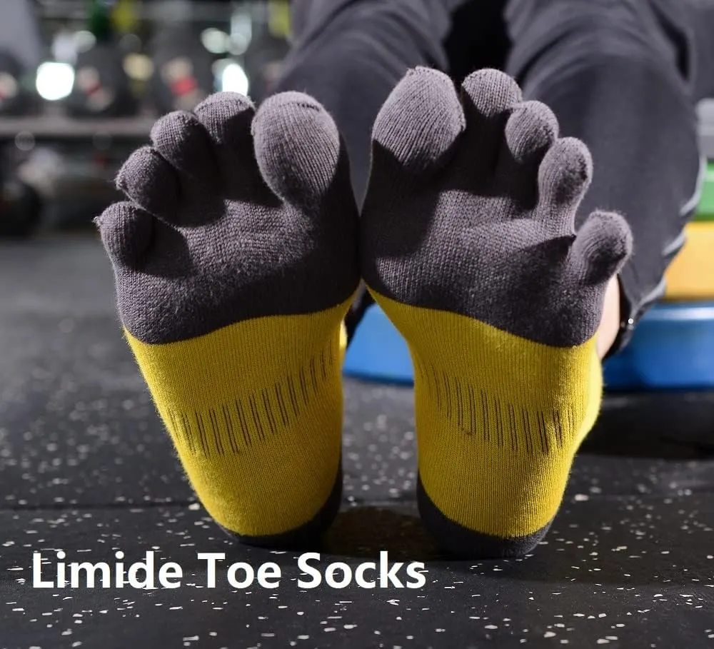 Men's Cotton Toe Socks Five Finger Socks Compression Crew No Show Athletic Socks for Running 4 Pairs(Size 7-11)