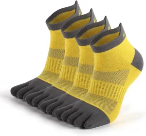 Men's Cotton Toe Socks Five Finger Socks Compression Crew No Show Athletic Socks for Running 4 Pairs(Size 7-11)