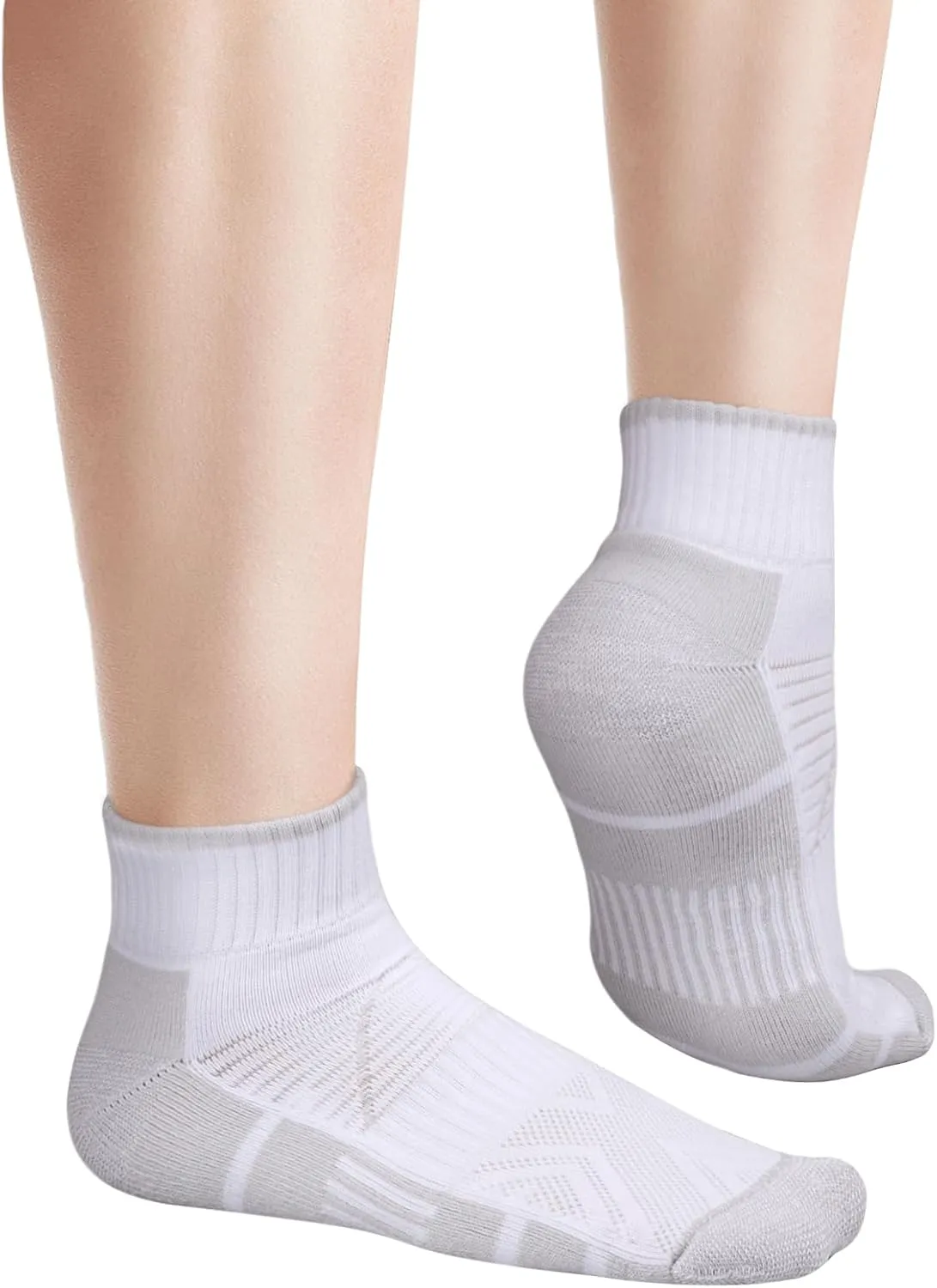 Mens Cushioned Quarter Gym Golf Tennis Running Athletic Socks Moisture Wicking Cotton Ankle Socks For Men, 5 Pairs
