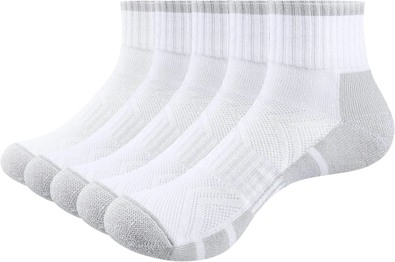 Mens Cushioned Quarter Gym Golf Tennis Running Athletic Socks Moisture Wicking Cotton Ankle Socks For Men, 5 Pairs
