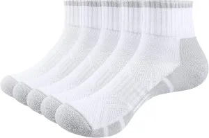 Mens Cushioned Quarter Gym Golf Tennis Running Athletic Socks Moisture Wicking Cotton Ankle Socks For Men, 5 Pairs