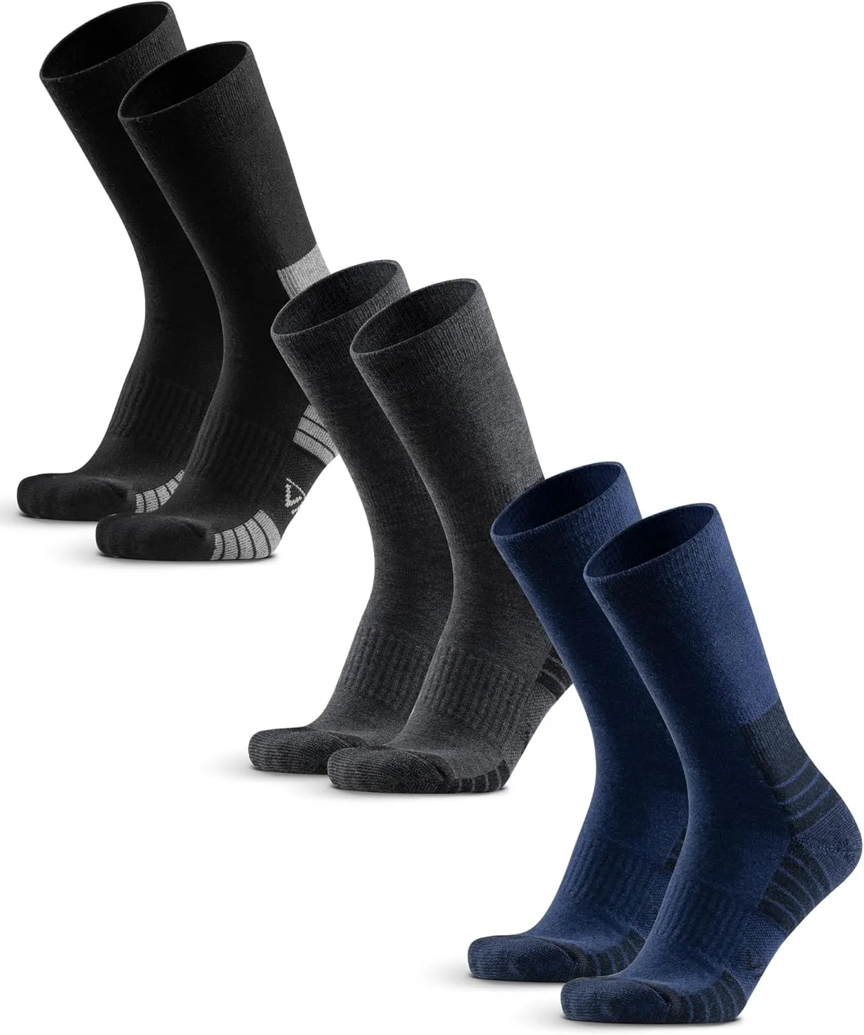 Mens Hiking Socks 3 Pairs Merino Wool, Cushion Hike Trek Micro Crew Socks With Moisture Wicking for Outdoor Sports