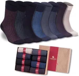 Men’s Lightweight Dress and Trouser Socks – Rayon Made From Bamboo, Odor Free & Breathable(3 or 8 pairs   Gift box)