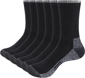 Men's Moisture Wicking Cushioned Cotton Casual Everyday Work Gym Training Athletic Crew Socks For Men, 6 Pairs/Pack