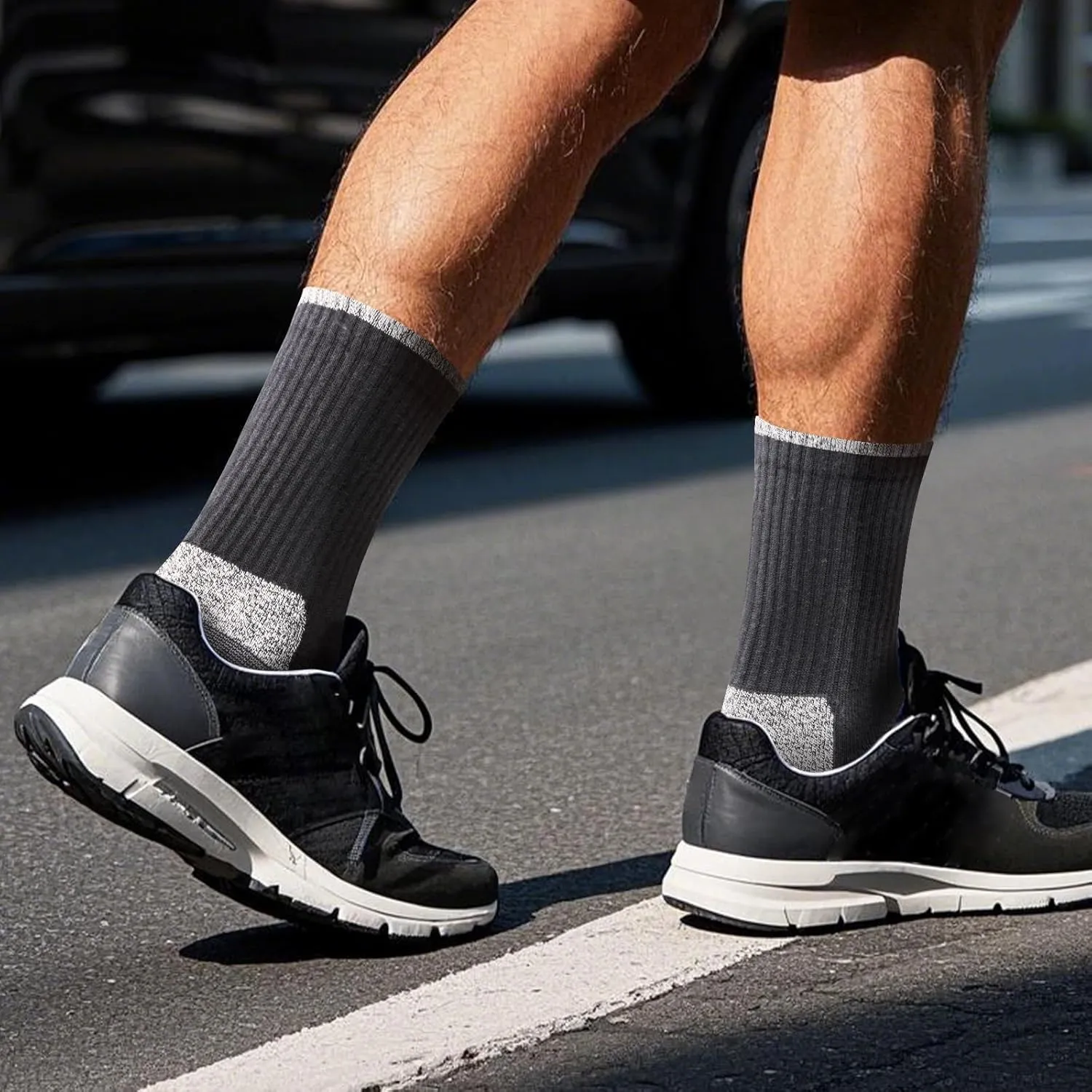 Men's Moisture Wicking Cushioned Cotton Casual Everyday Work Gym Training Athletic Crew Socks For Men, 6 Pairs/Pack