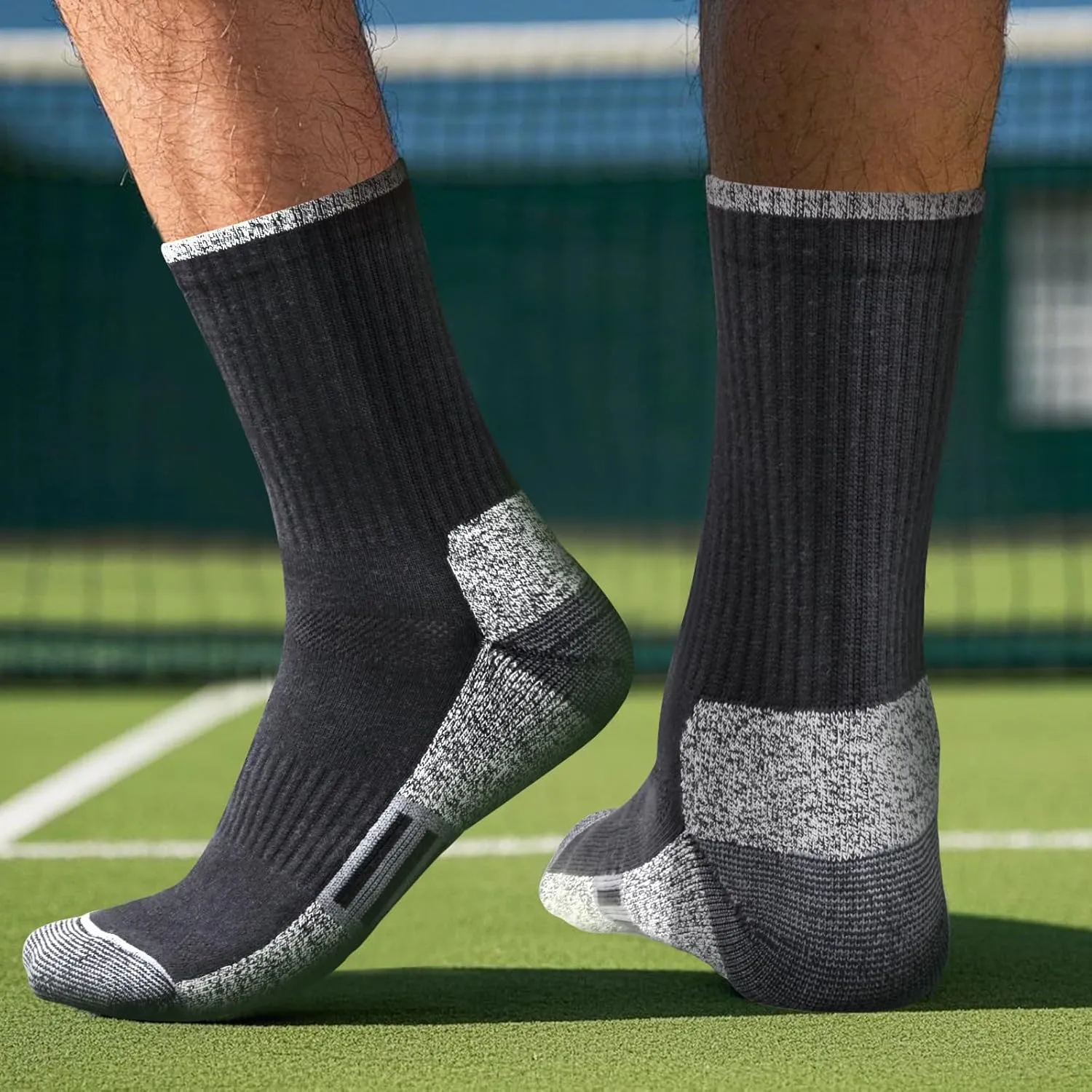 Men's Moisture Wicking Cushioned Cotton Casual Everyday Work Gym Training Athletic Crew Socks For Men, 6 Pairs/Pack
