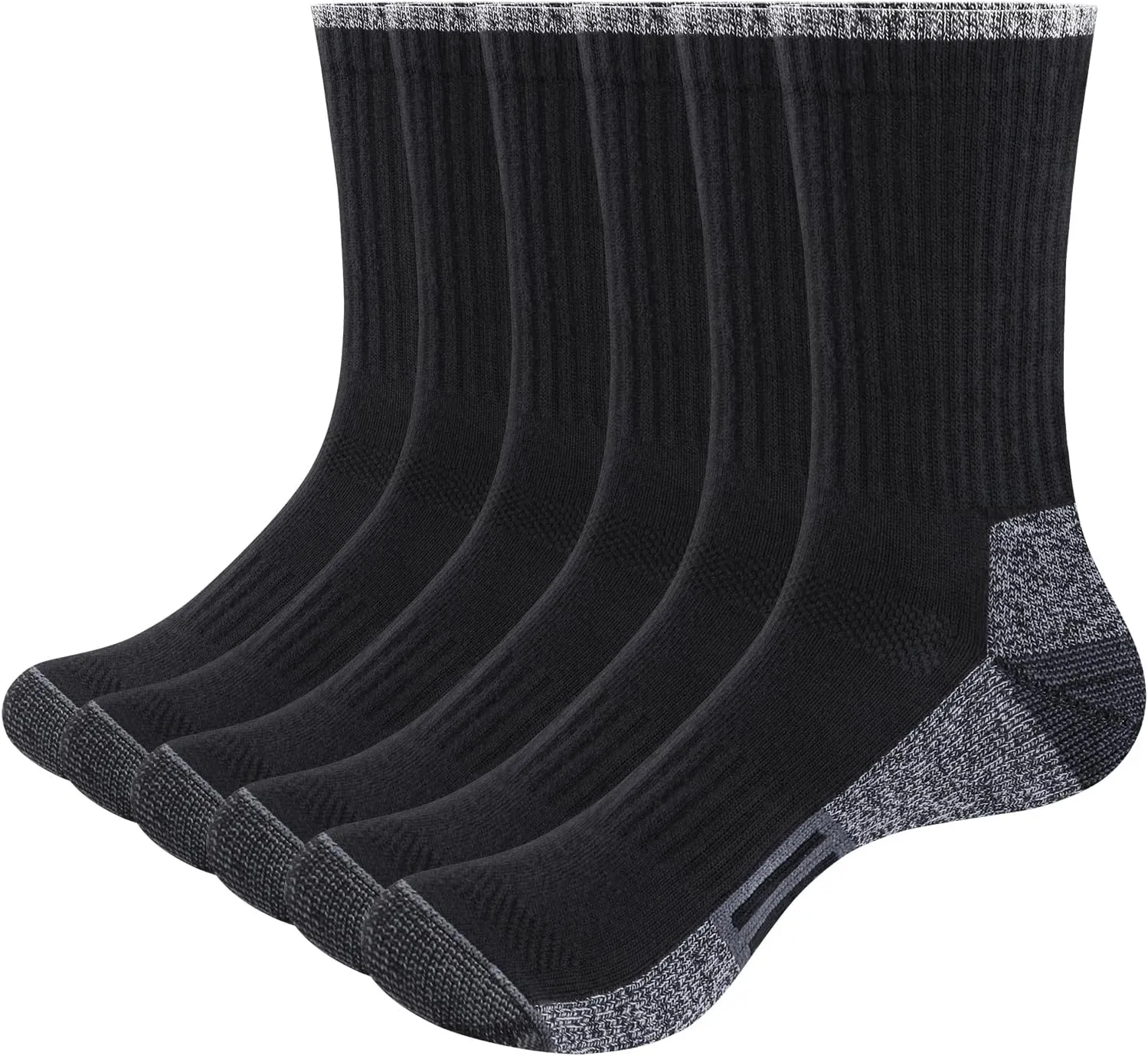 Men's Moisture Wicking Cushioned Cotton Casual Everyday Work Gym Training Athletic Crew Socks For Men, 6 Pairs/Pack