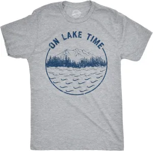 Mens On Lake Time T Shirt Cool Outdoor Camping Tee for Guys