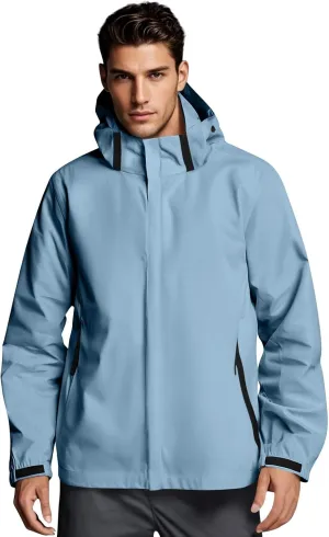 Men's Rain Jacket Light Waterproof Rain Coats Ponchos Sun Protective Outdoor Jacket with Hooded