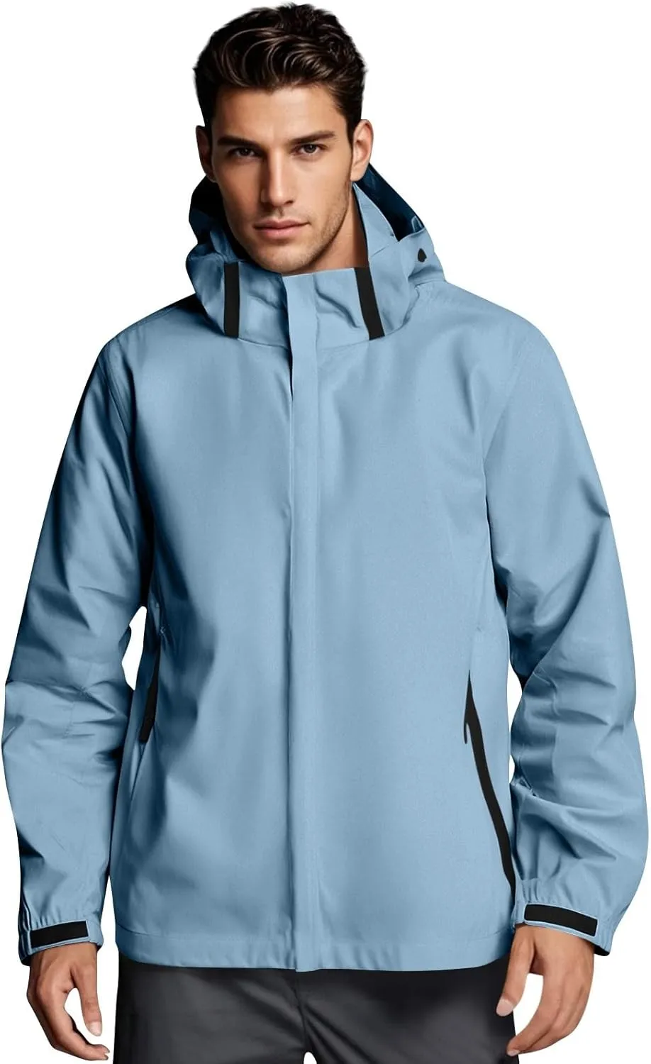 Men's Rain Jacket Light Waterproof Rain Coats Ponchos Sun Protective Outdoor Jacket with Hooded