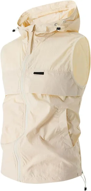 Men's Windproof Lightweight Golf Vest Outerwear with Pockets, Softshell Sleeveless Jacket Running Hiking Outfits