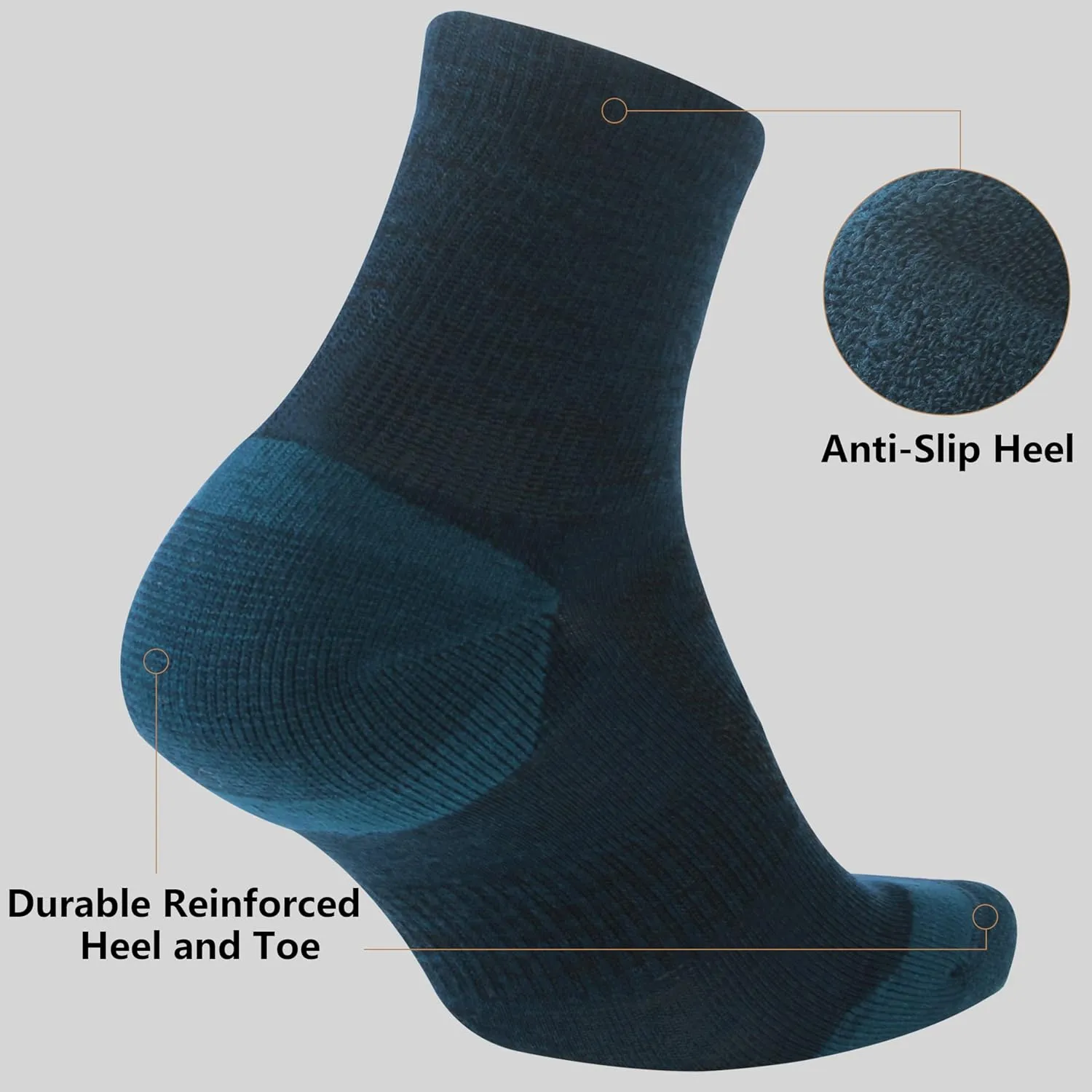 Men's Women's 90% Merino Wool Ankle Athletic Business Casual Running Arch Support Everyday Thin Wool Socks
