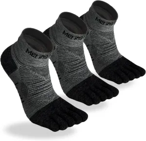 Merino Protect Merino Five Toe Socks For Men and Women Lightweight Coolmax Low Cut Five Finger Ankle Socks For Hiking
