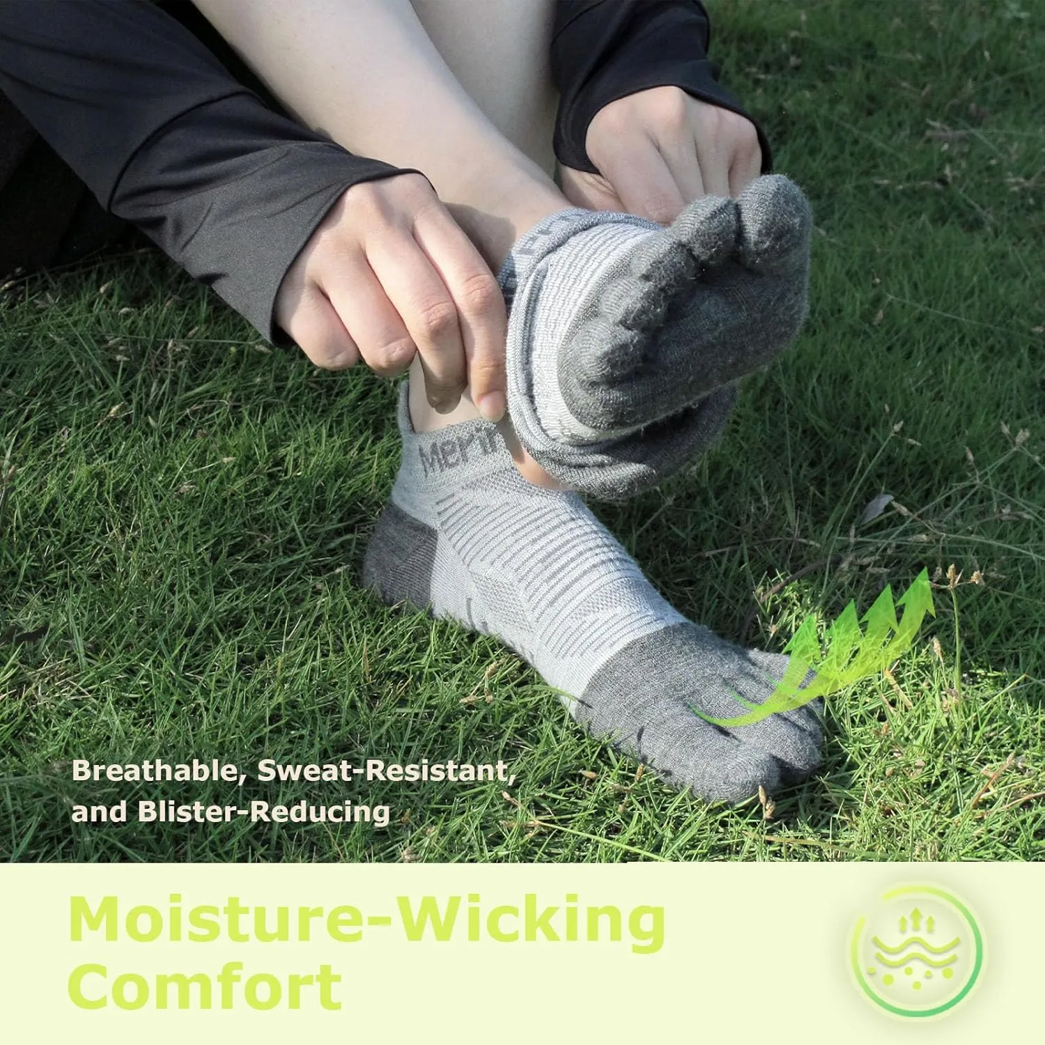 Merino Protect Merino Five Toe Socks For Men and Women Lightweight Coolmax Low Cut Five Finger Ankle Socks For Hiking