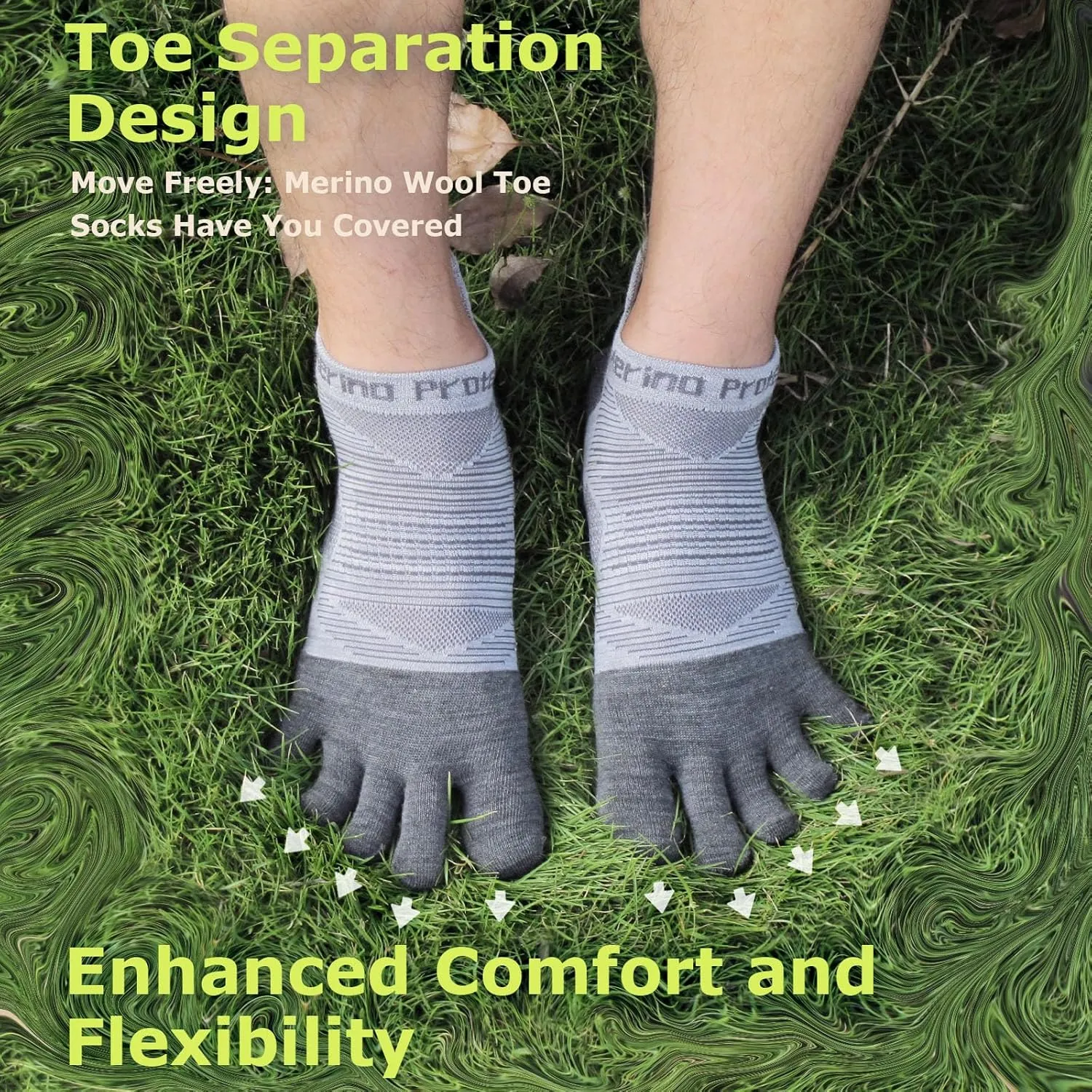 Merino Protect Merino Five Toe Socks For Men and Women Lightweight Coolmax Low Cut Five Finger Ankle Socks For Hiking