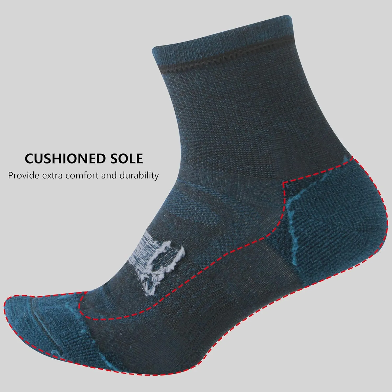 Merino Wool Ankle Socks, Men's Women's 90% Wool Athletic Thin Running Moisture Wicking Socks, 3 Pairs
