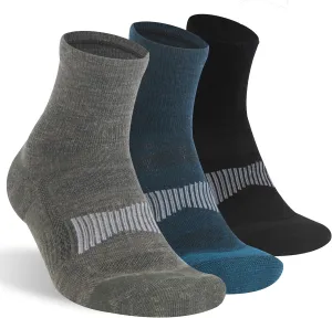 Merino Wool Ankle Socks, Men's Women's 90% Wool Athletic Thin Running Moisture Wicking Socks, 3 Pairs