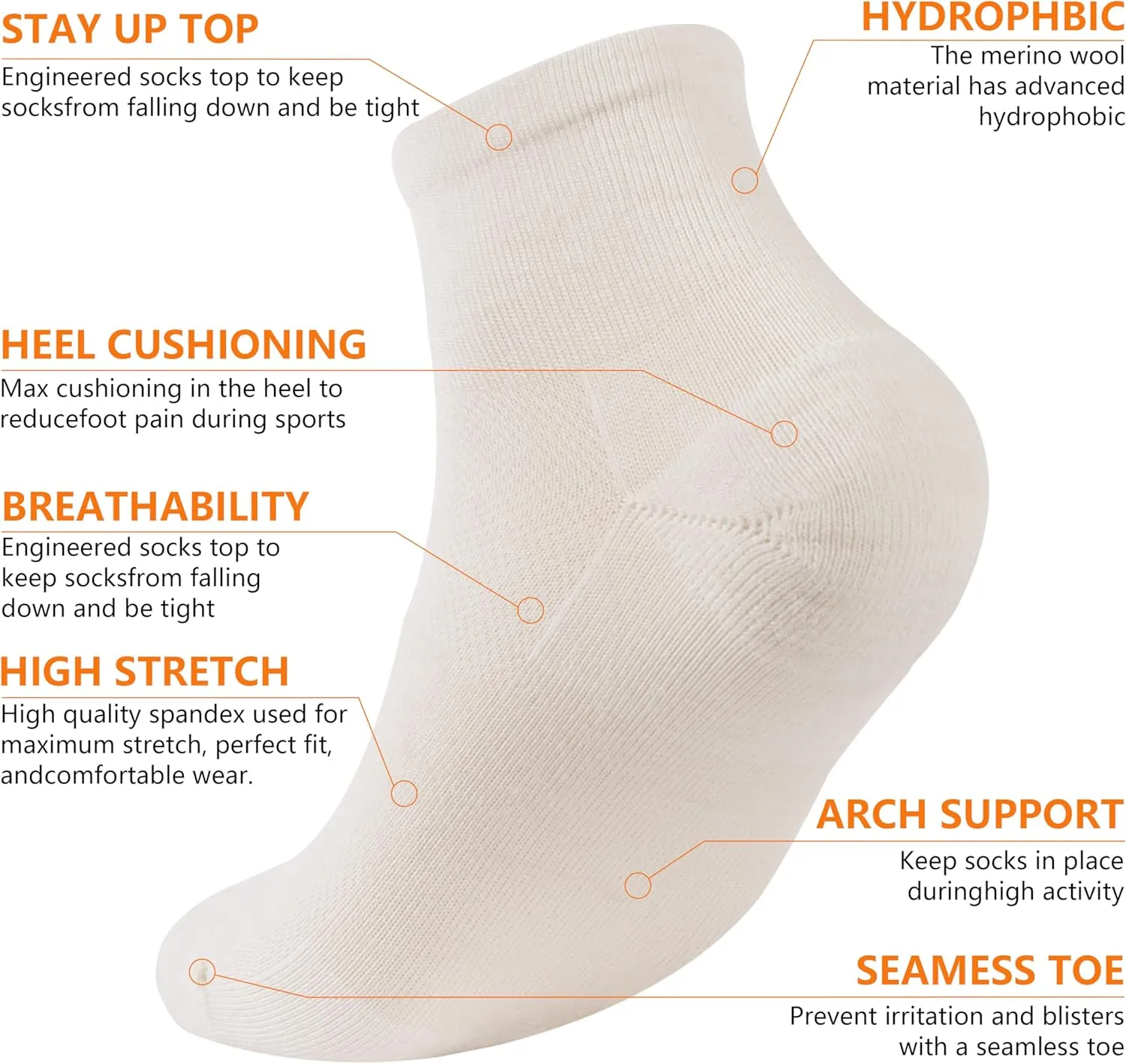 Merino Wool Ankle Socks, Men's Women's 90% Wool Athletic Thin Running Moisture Wicking Socks, 3 Pairs