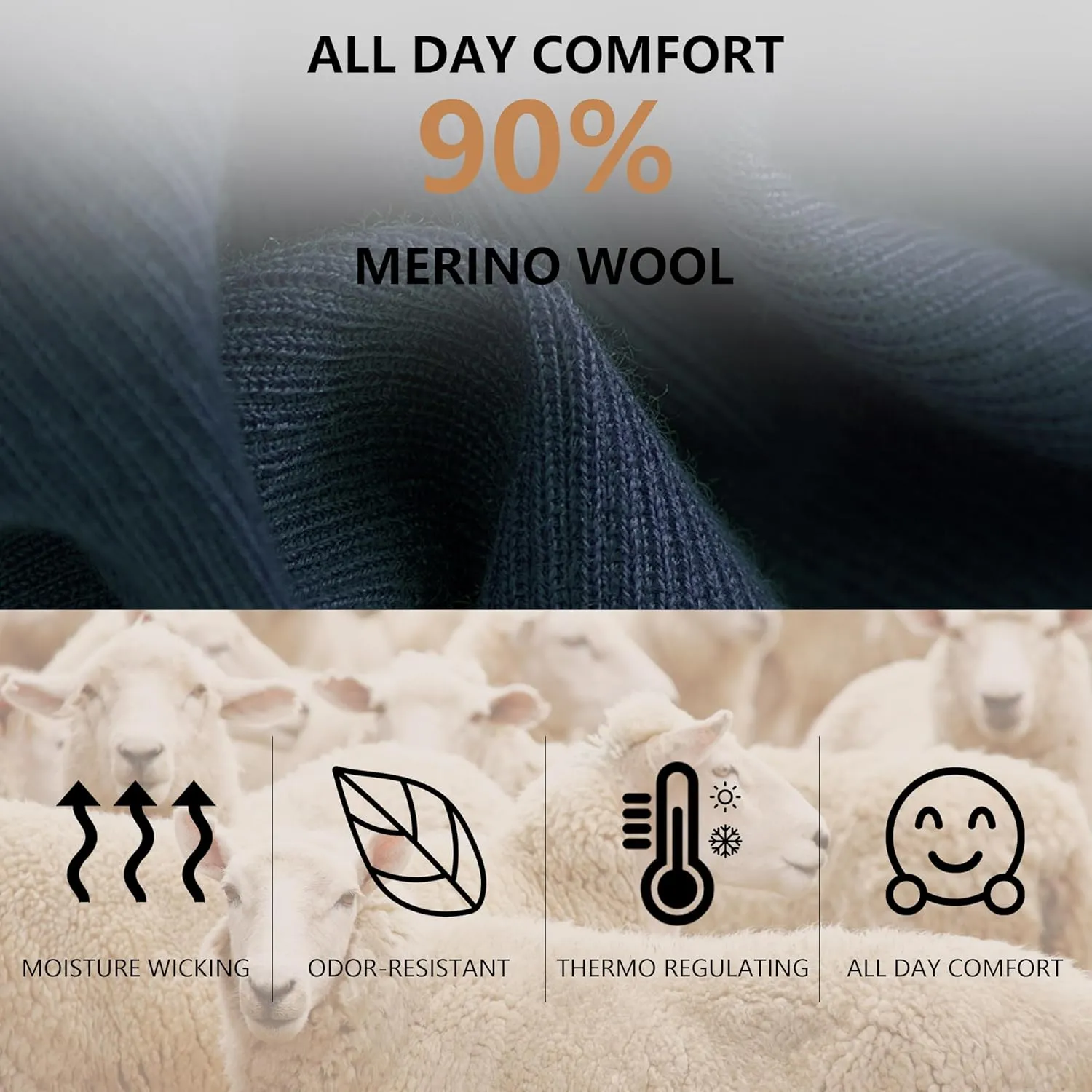 Merino Wool Ankle Socks, Men's Women's 90% Wool Athletic Thin Running Moisture Wicking Socks, 3 Pairs