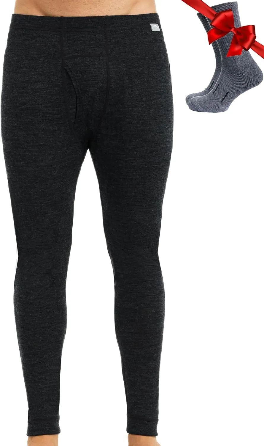 Merino Wool Base Layer Mens Bottom Pants 100% Merino Wool Heavyweight, Midweight, Lite Thermal Underwear Long Johns and Socks