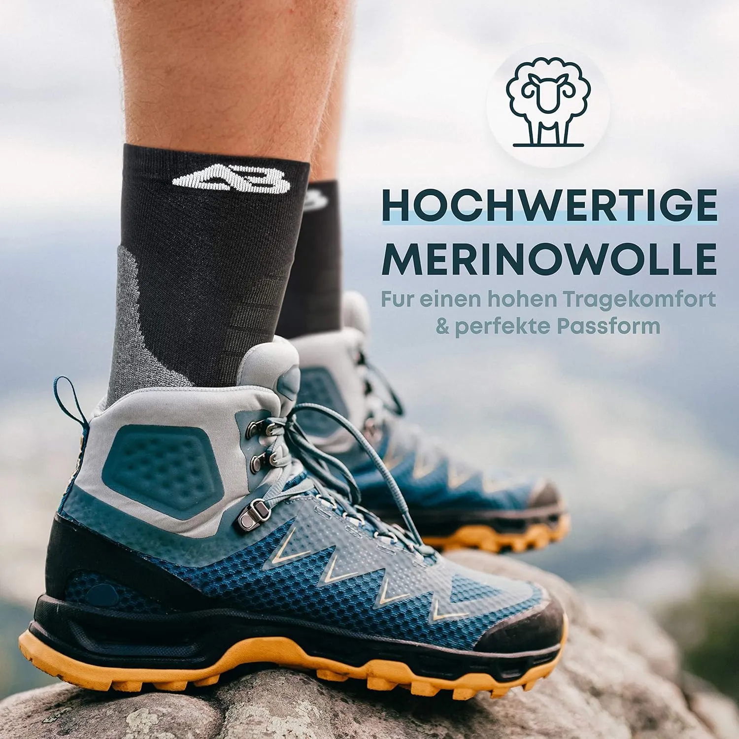 Merino Wool Hiking Socks (2-Pair) - Wool Socks for Men, Women & Kids