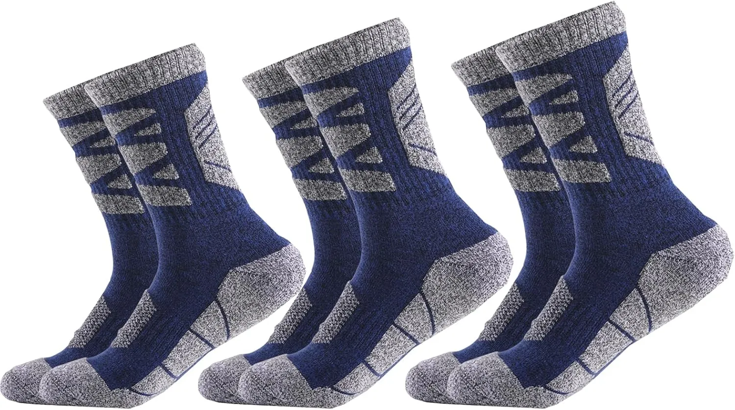 Merino Wool Hiking Socks, Crew Length, Thermal Moisture Wicking Hiking Socks, Wool Blend Hand Gloves for Men 3-Pack