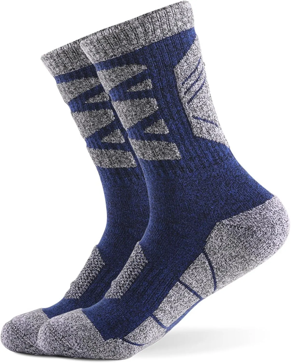 Merino Wool Hiking Socks, Crew Length, Thermal Moisture Wicking Hiking Socks, Wool Blend Hand Gloves for Men 3-Pack