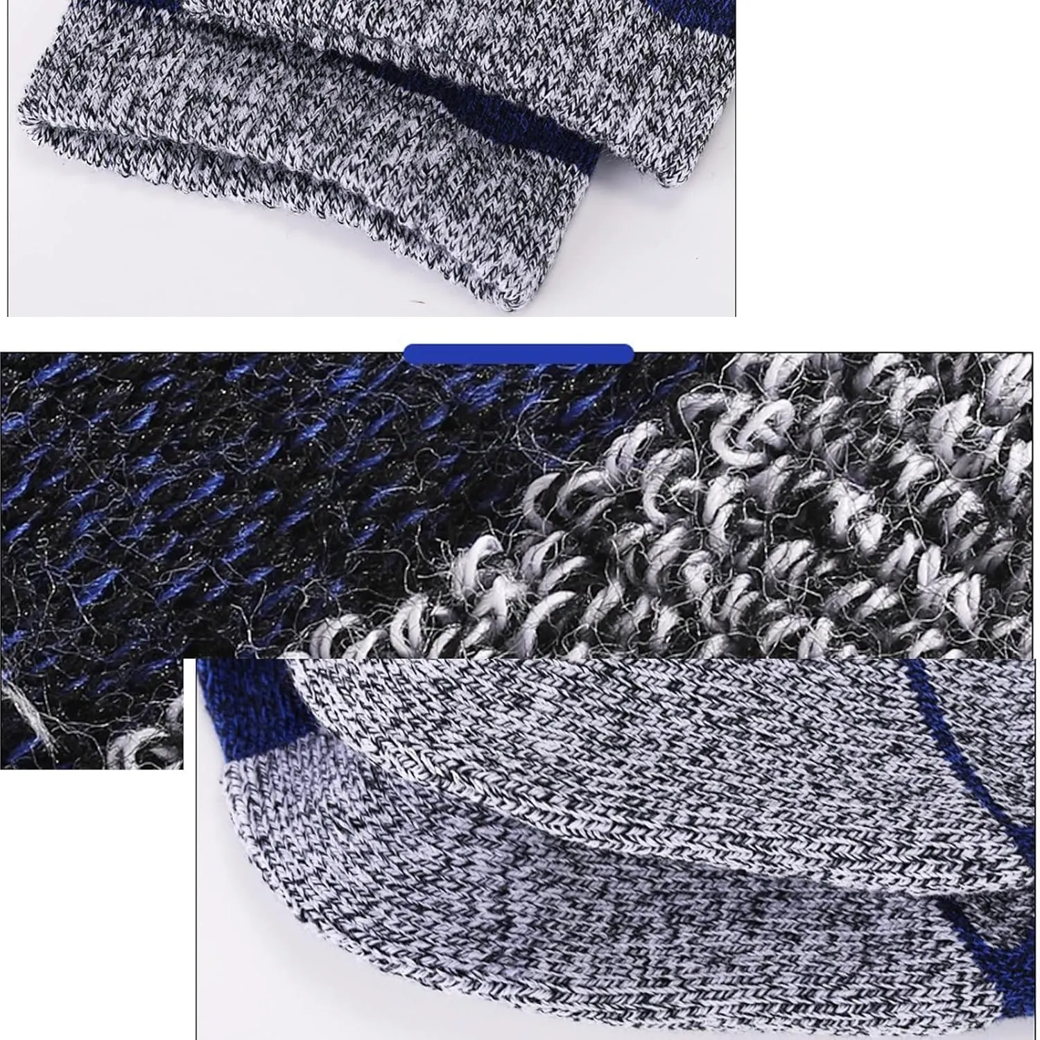 Merino Wool Hiking Socks, Crew Length, Thermal Moisture Wicking Hiking Socks, Wool Blend Hand Gloves for Men 3-Pack