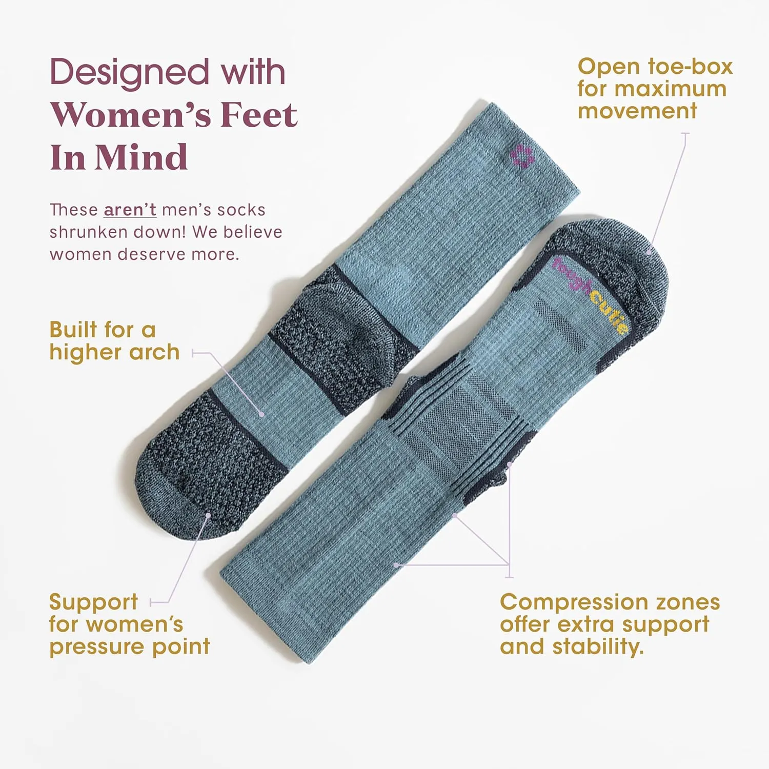 Merino Wool Socks for Women, Ladies Hiking Crew Socks for Camping, Warm Moisture Wicking Soft Cushion Boot Sock