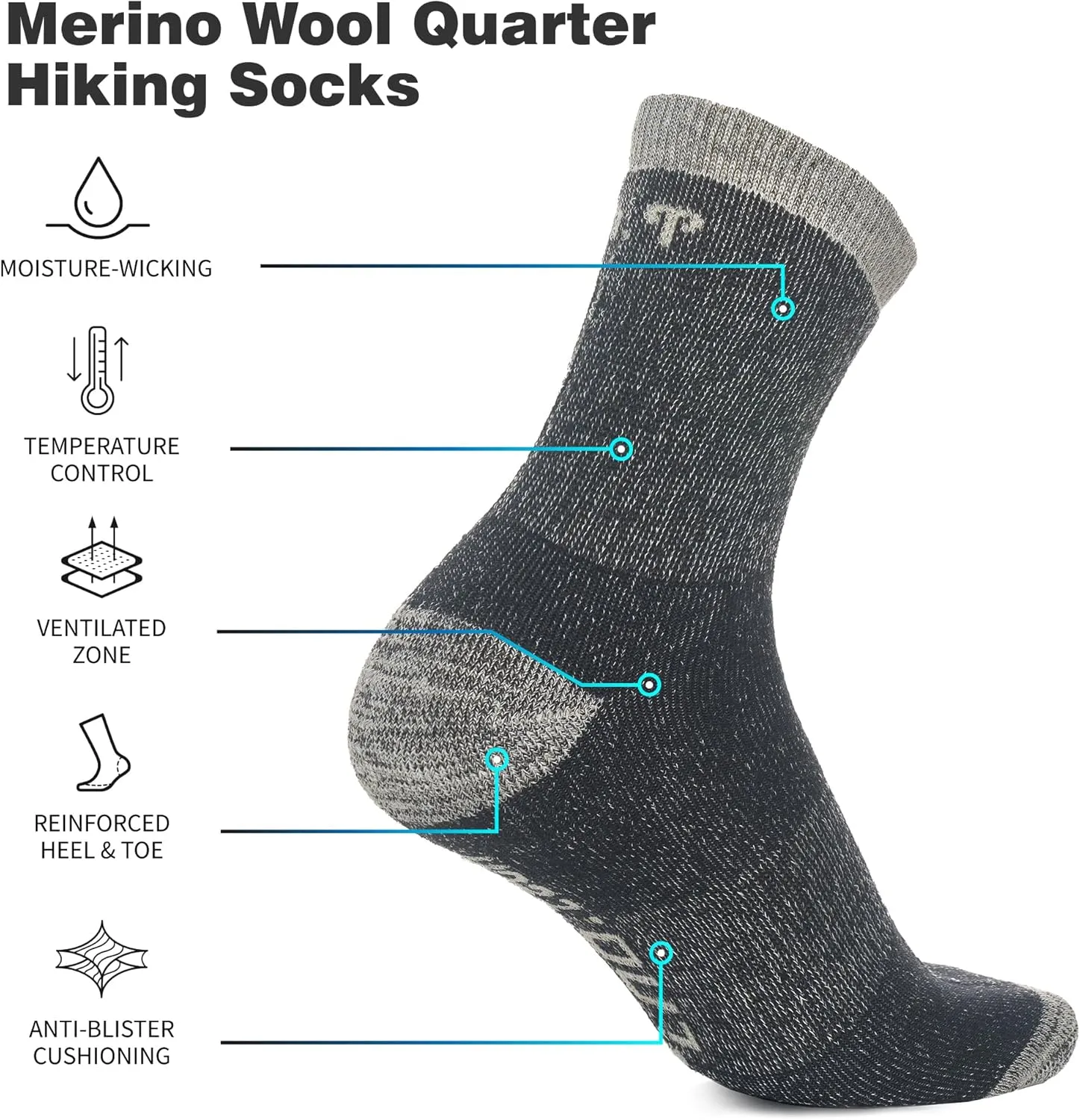 Merino.tech Thin Merino Wool Athletic Women Socks