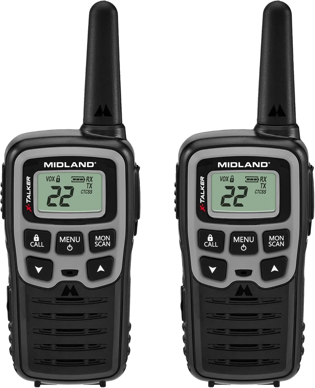 Midland - T51SLV X-Talker Spotting and Recovery Walkie -Talkie Long Range - FRS Two Way Radio for Adults and Kids, 38 Privacy Codes - Black/Silver - 2-Pack