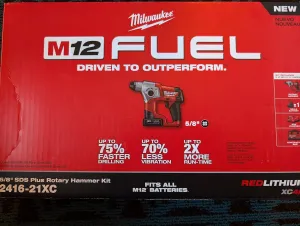 MILWAUKEE M12 FUEL 2416-21XC 12-Volt Cordless Lithium-Ion 4.0Ah 5/8 in. Brushless SDS-Plus Rotary Hammer Kit