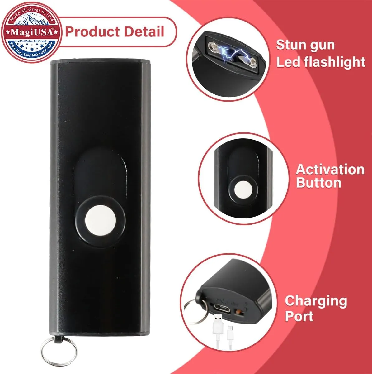 Mini Stun Gun Flashlight LED tazer 2 in 1 self Defense Weapon Mini Gun Keychain kit Tools Safety Less Lethal stungun