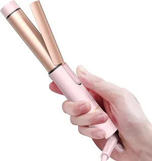 Mini Travel Curling Iron 1 Inch - Dual Voltage (100V-240V) for Short Hair, Portable Ceramic Curling Wand with Constant 180° Heat, Fast Heating 30s (Pink)