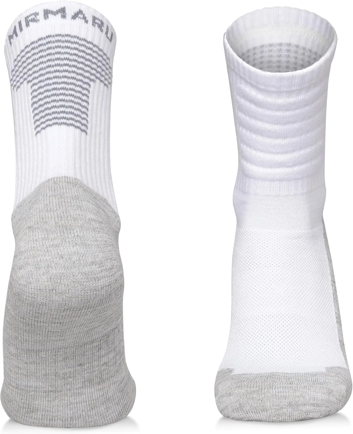 MIRMARU 3 Pairs Seamless Toe Hiking Outdoor Trail Running Trekking Moisture Wicking Cushion Crew Athletic Socks