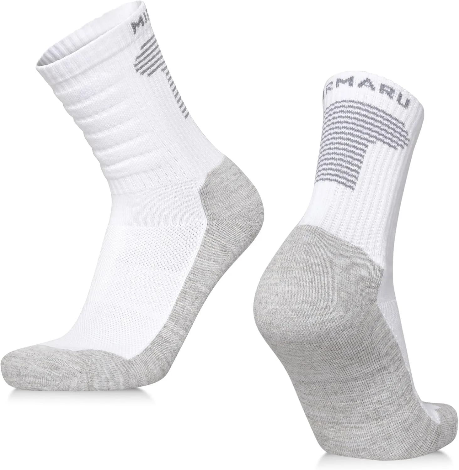 MIRMARU 3 Pairs Seamless Toe Hiking Outdoor Trail Running Trekking Moisture Wicking Cushion Crew Athletic Socks