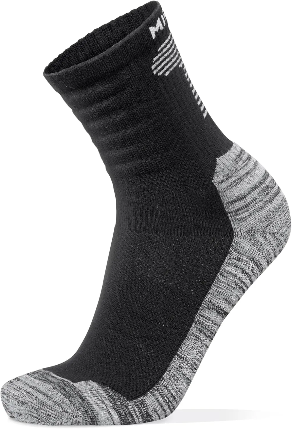 MIRMARU 3 Pairs Seamless Toe Hiking Outdoor Trail Running Trekking Moisture Wicking Cushion Crew Athletic Socks
