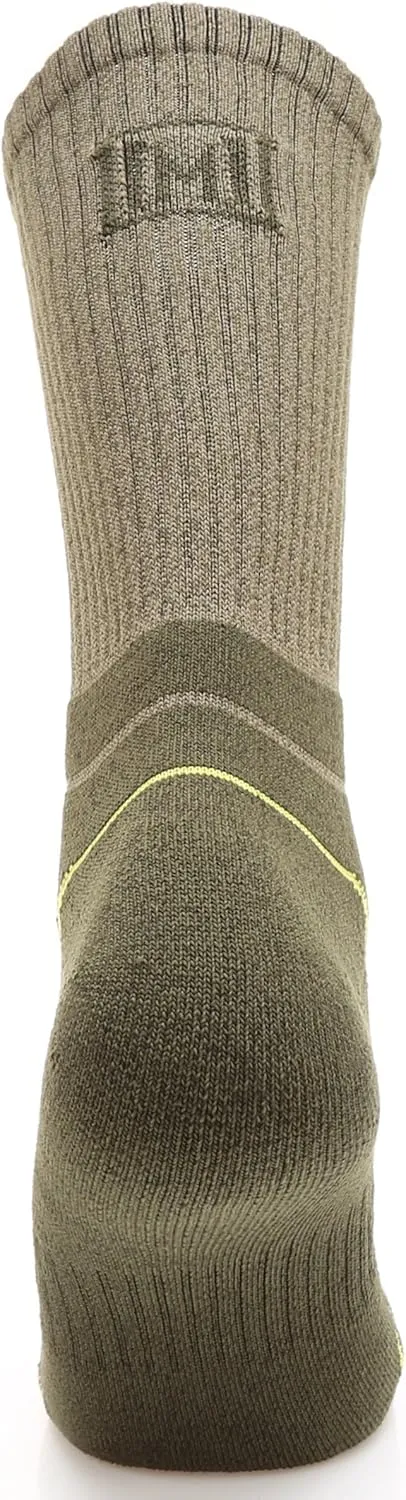 MIRMARU Men's 5 Pairs Hiking Outdoor Trail Running Trekking Moisture Wicking Cushion Crew Socks