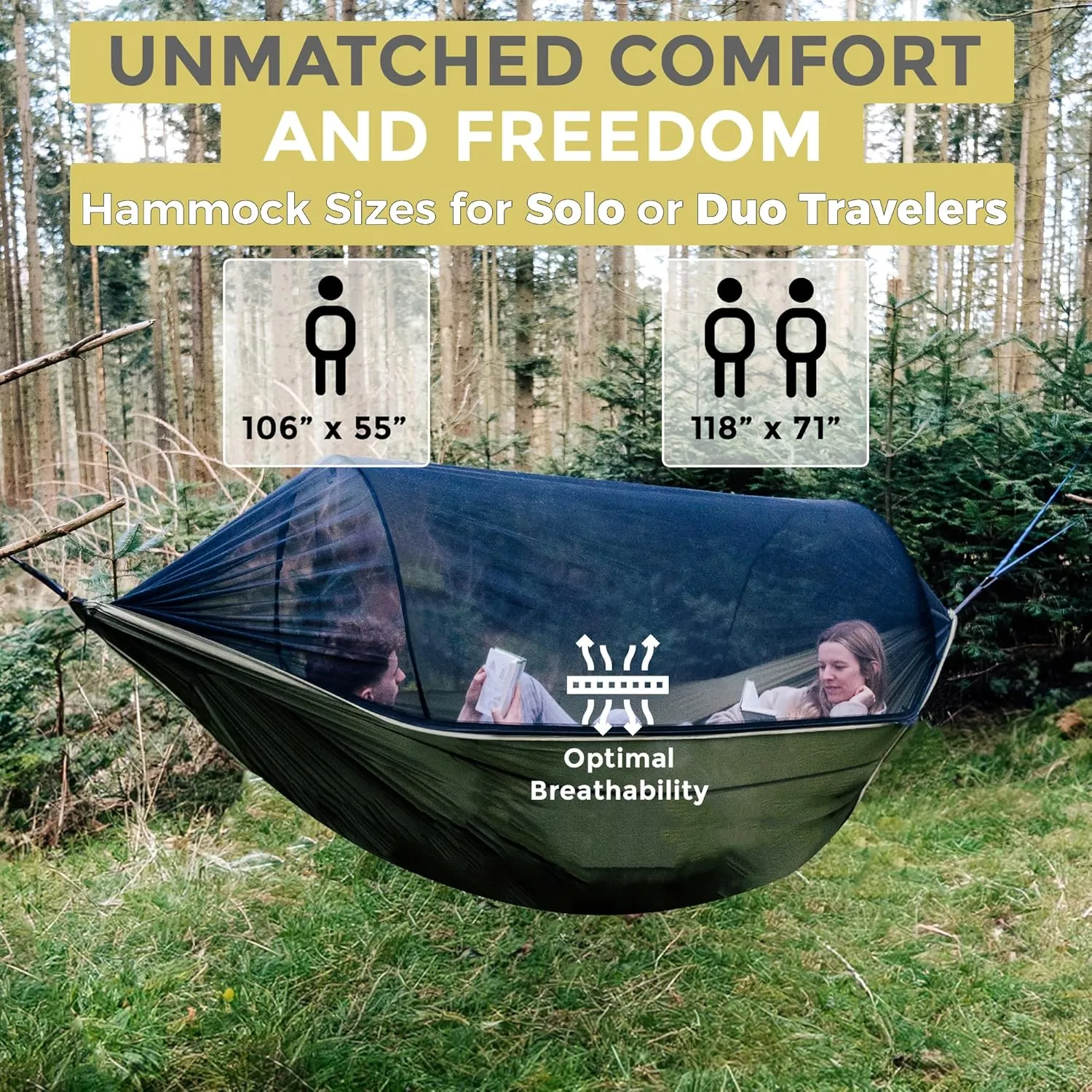 Miztli Camping Hammock -Portable Hammock w/Spacious Net & Tree Straps w/Adjutable Loops,Double and Single Hammock for Outdoor, Hiking, and Travel