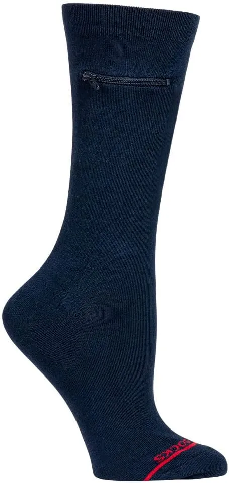 Moisture Wicking Crew Socks - Anti Pickpocket Dress Socks for Women and Men w/Hidden Pocket