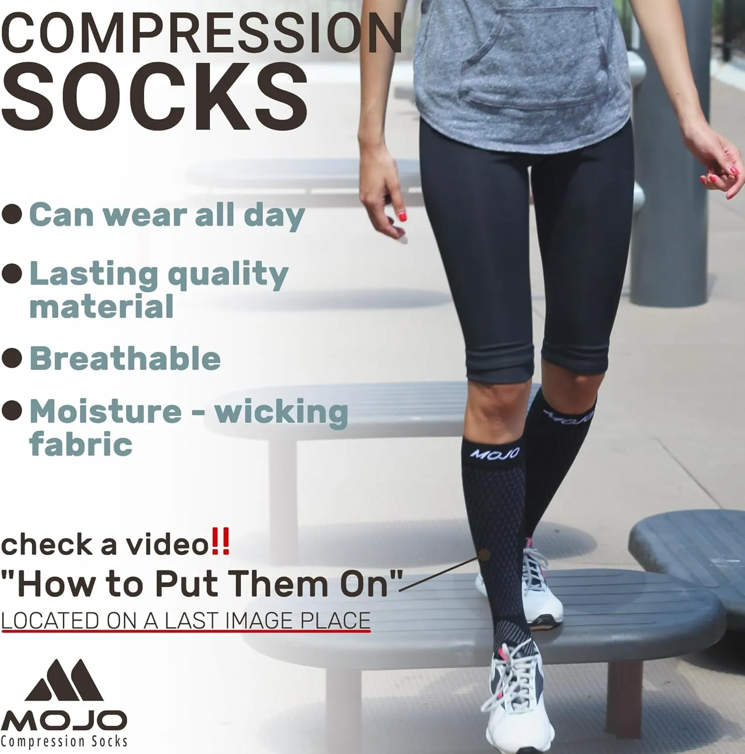 Mojo Compression Socks for Men & Woman - 20-30mmHg for Power Performance & Recovery