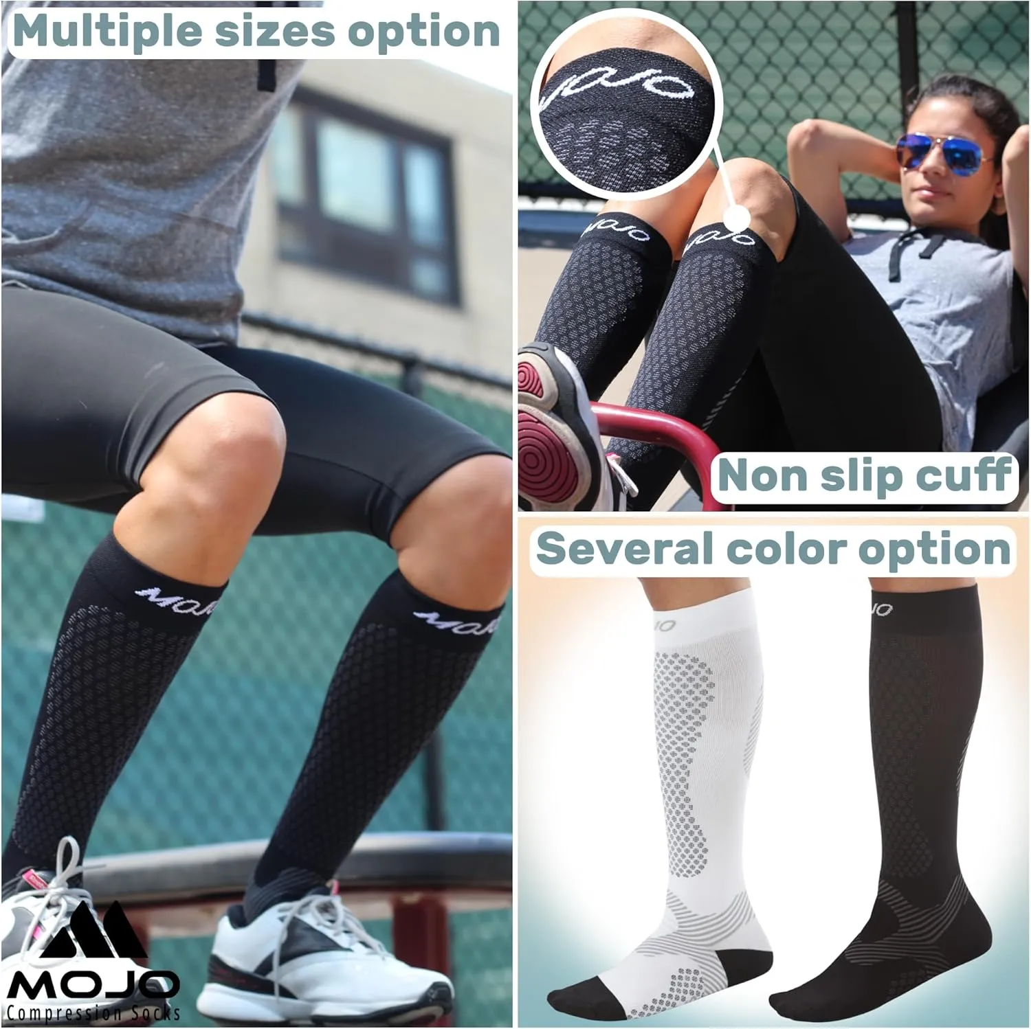 Mojo Compression Socks for Men & Woman - 20-30mmHg for Power Performance & Recovery