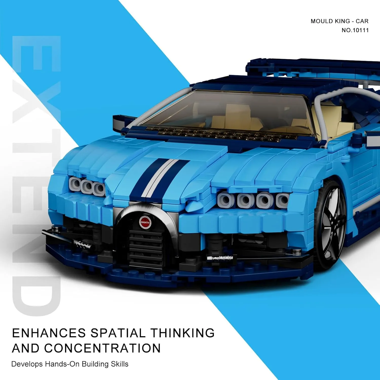 Mould King Car Building Sets, 1:12 Scale Sports Car Model, 10111 Collectible Speed Champion Cars Building Kits, Build and Display Car Set for Adults Boys Kids Aged 14  (1222 Pieces)