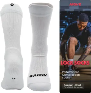 Move Compression Lock Socks - Basketball Sports Crew socks with Shock Absorption, Anti-Blister, Moisture Wicking-25-35mmHG