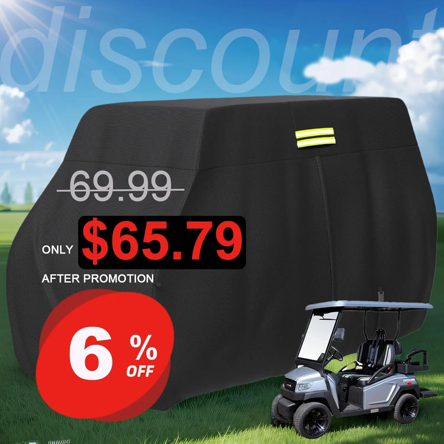 moveland 4/6 Passenger Golf Cart Cover, 100% 600D Waterproof, Universal Fits Most 4/6 Passenger EZGO, Club Car, Yamaha Golf Carts