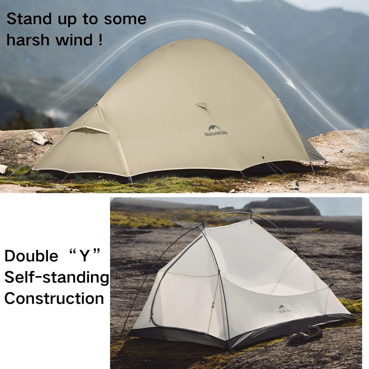 Naturehike 2024 Cloud up Pro Tent, Upgrade Ultralight Tents,1.23kg/2.7lbs,Double 1 Person Tent,for Cycle Camping,Backpacking,Hiking,Self-Standing, Construction,Easy Set up