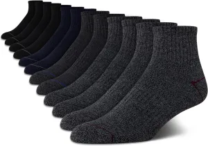 Nautica Mens Quarter Socks - 12 Pack Comfort Stretch Cushioned Moisture-Wicking Athletic Ankle Socks for Men (Sizes: 6-12.5)