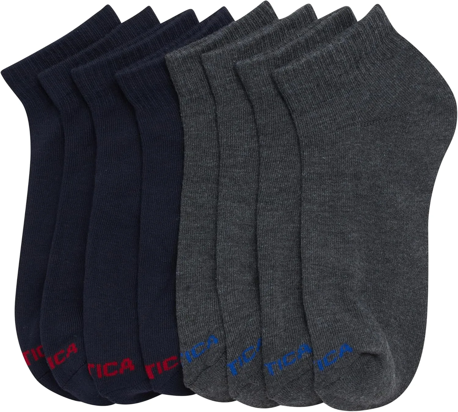 Nautica Mens Quarter Socks - 8 Pack Comfort Stretch Cushioned Moisture-Wicking Athletic Ankle Socks for Men (Sizes: 6-12.5)