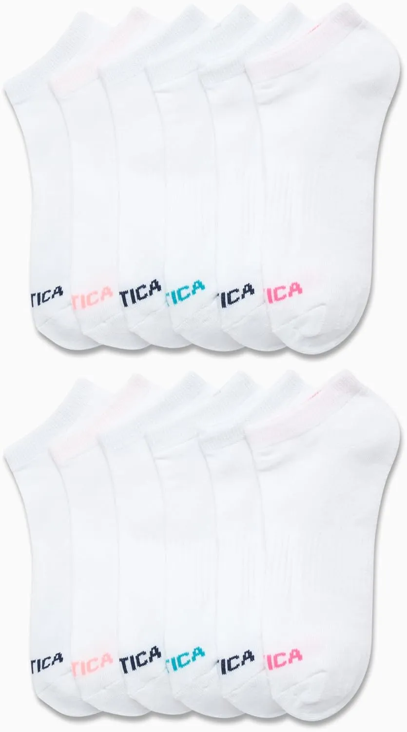Nautica Women's Athletic Socks - Cushioned Low Cut Ankle Socks (12 Pack)